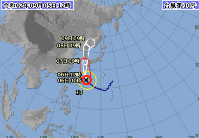 「海神」後日接近九州可能登陸。圖：日本氣象廳