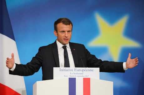 法國總統馬克龍提出「重建歐洲」計畫。AP