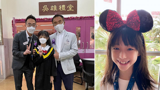 田北辰今日出席沙田一间小学的毕业礼时遇到早前患心肌炎的女童萧奕彤。