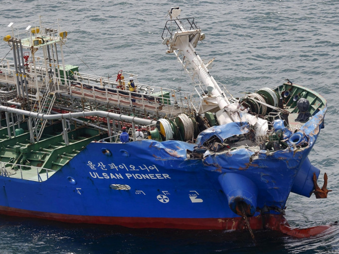 日本濑户内一艘日籍货轮撞船沉没。AP图片