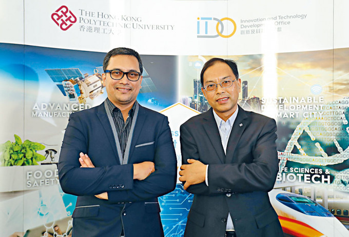 鄭永平（右）及Monzurul Alam研發超聲波無綫供電壓電刺激器，獲得今年TechConnect「全球創新獎」。