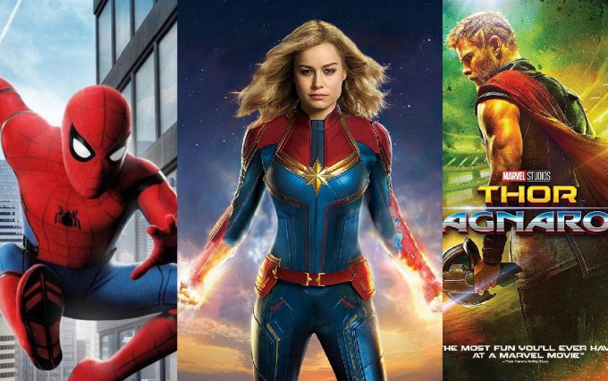《Marvel队长》票房超越《雷神奇侠3：诸神黄昏》（右）及《蜘蛛侠：强势回归》（左）。