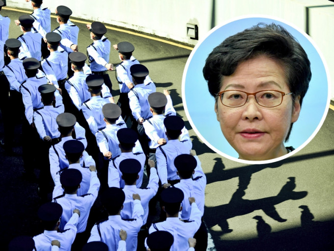 行政长官林郑月娥（小图）指，同情暴徒、与警方对立的人，都欠警队一个道歉。资料图片