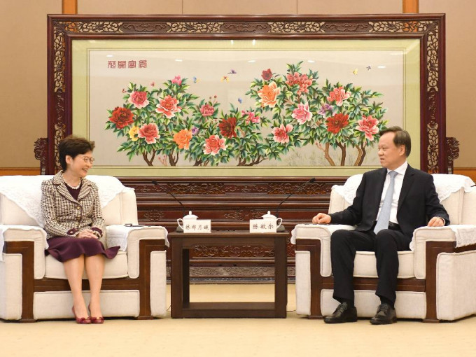 行政長官林鄭月娥今日在重慶與重慶市委書記陳敏爾會面。政府新聞處圖片