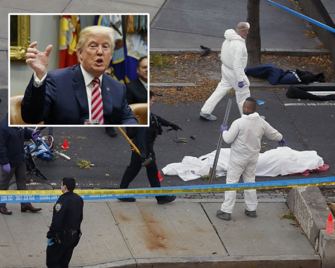 特朗普谴责纽约恐袭事件。美联社