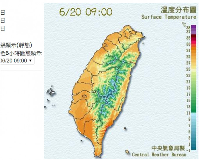 台灣西半部日間高溫料升至32至34度。中央氣像局