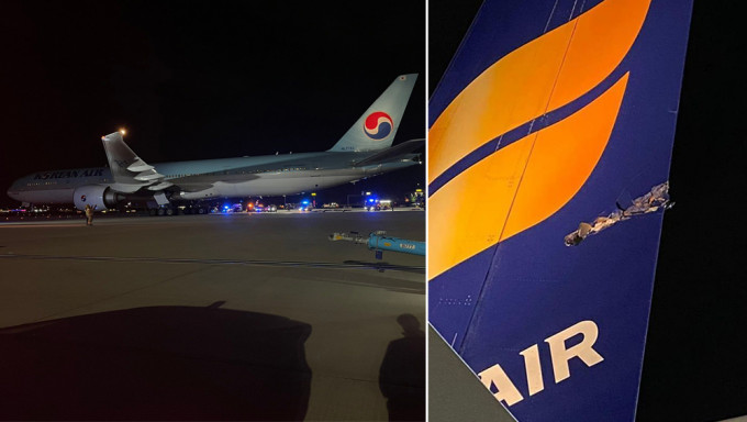 大韩航空滑行撞冰岛客机机尾致损毁。