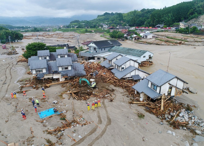 日本九州暴雨成灾。AP图片