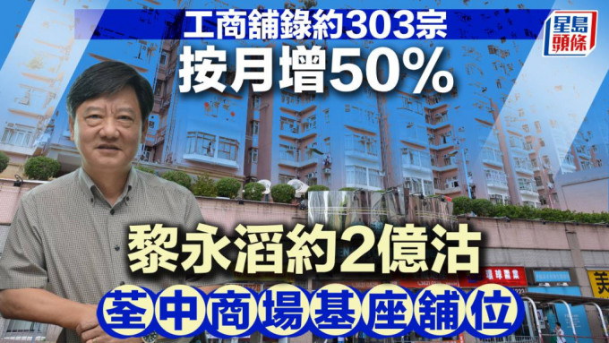 工商铺录约303宗按月增50% 黎永滔约2亿沽荃中商场基座铺位