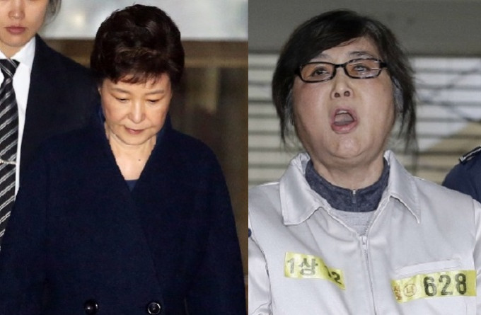 朴槿惠（左）及崔顺实有望于正式开审当日重遇。