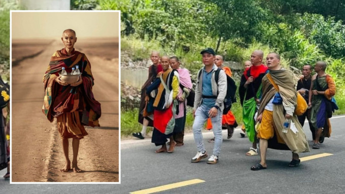 越南「僧侶」苦行1500公里吸引發注意，不少粉絲自發跟隨。