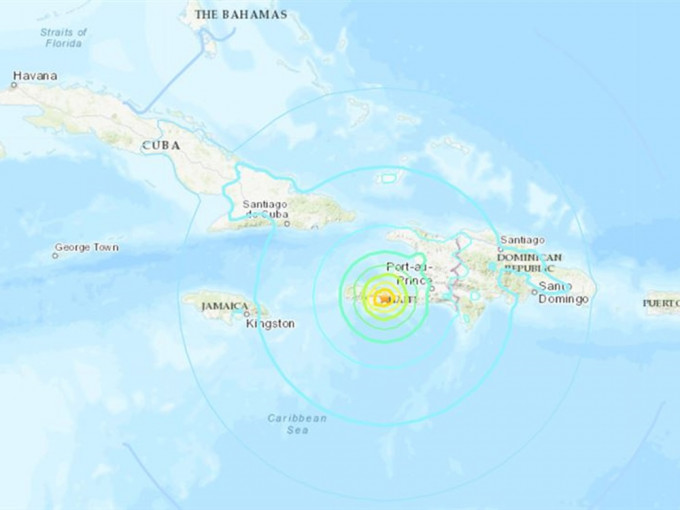 海地發生7.2級地震。美國地質調查局截圖
