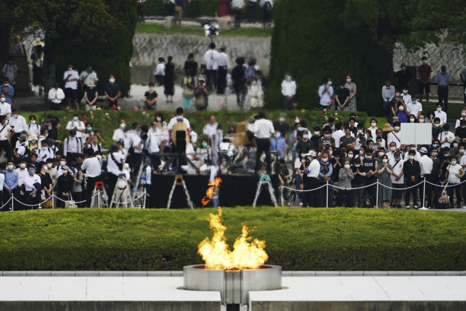 日本廣島舉行儀式，紀念原爆75周年。 AP圖