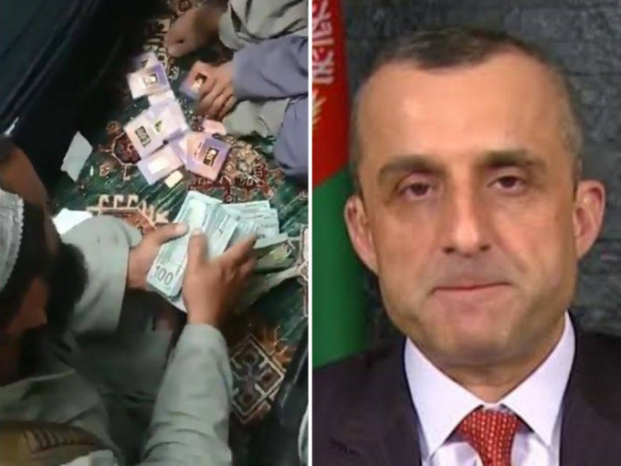 塔利班聲稱在前副總統薩利赫(右)寓所起出大量現金及黃金。網圖