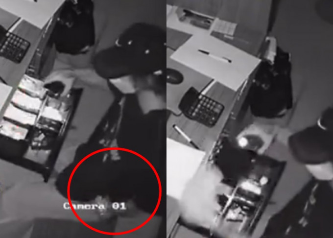 温州有爆窃贼人被发现独吞大钞(红圈)，引发网上讨论。影片截图