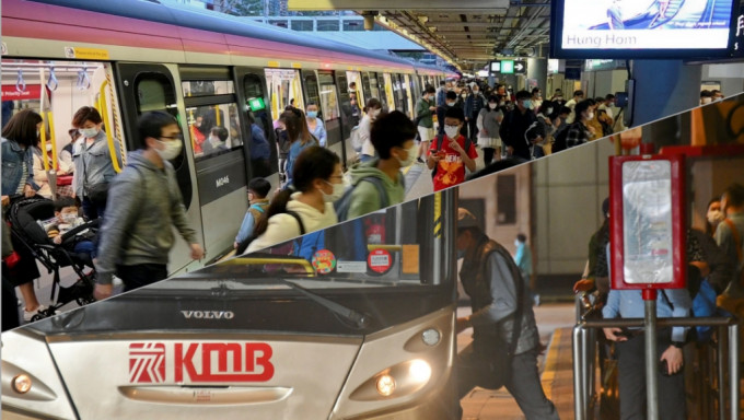 港铁今晚起调整晚间车班次，九巴13路线8点后收车。 资料图片