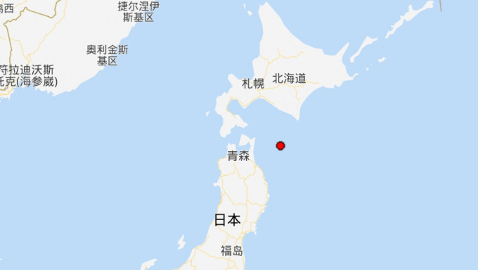 日本北海道附近海域5.9級地震。