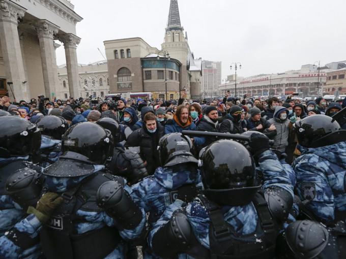 俄羅斯上月底有大規模聲援納瓦爾尼的示威。AP