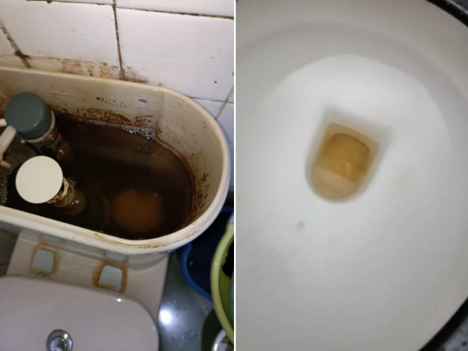 大埔多個屋苑廁所水連日呈現泥黃色。FB圖片