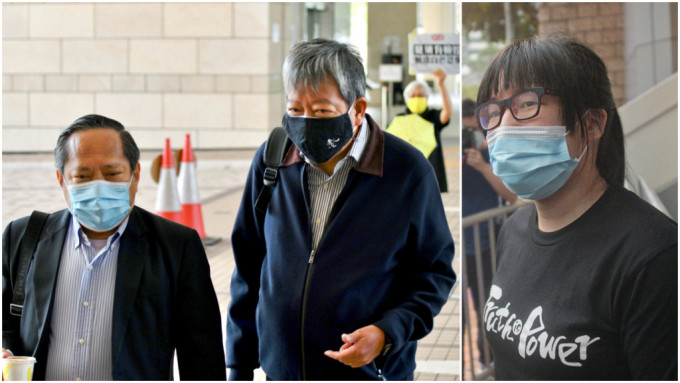 何俊仁（左）、李卓人（中）及邹幸彤（右）及支联会涉煽动颠覆罪，案件下周一将于高院处理案件管理聆讯。