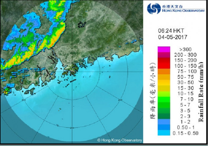 于 广 东 内 陆 的 一 道 雷 雨 带 。