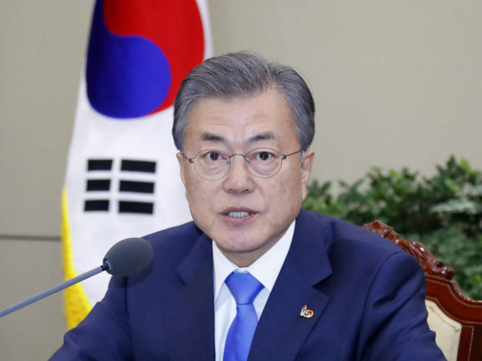 南韓總統文在寅要求與中國合作治理空氣污染。AP圖片