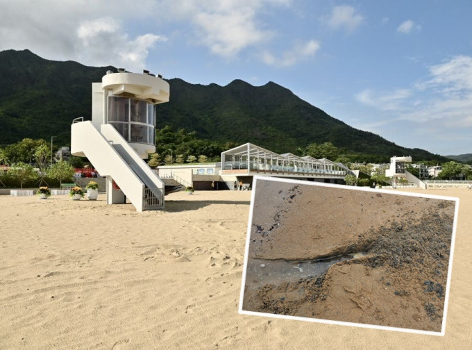龙尾泳滩露出下层的黑沙。政府新闻处图片/「龙尾环境教育中心」FB图片