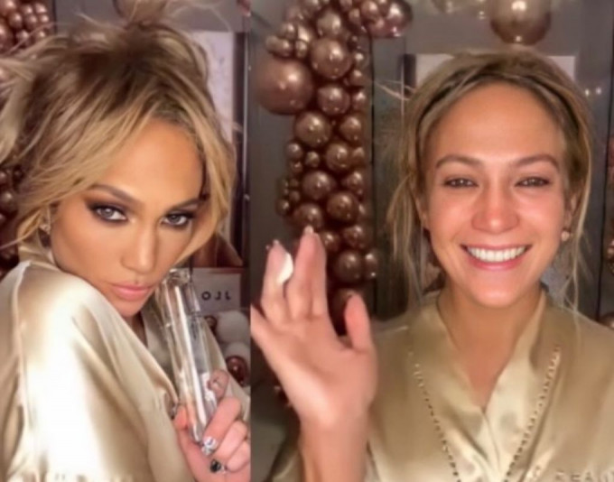 「萝霸」Jennifer Lopez在IG上载亲自示范洗面卸妆短片。