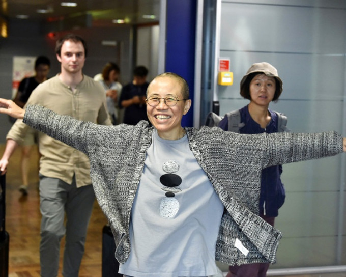 刘霞被软禁8年后，本月10日搭乘芬兰航空班机抵达柏林。AP