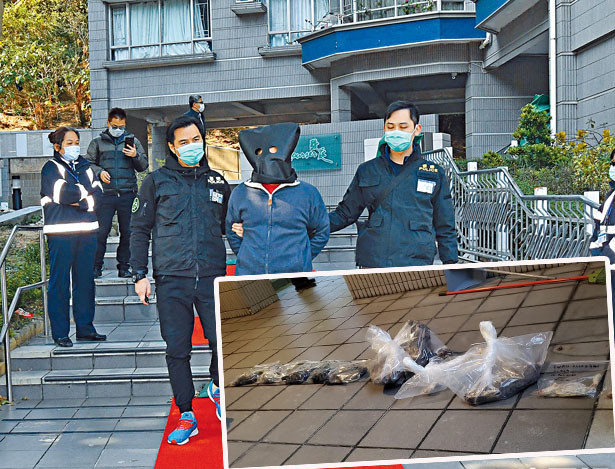 警方拘捕男子，涉高处掷动物落街；小图为堕毙动物。 资料图片