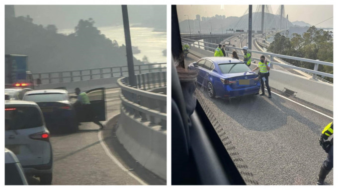 警方在屯門公路截獲可疑車輛。fb 香港突發事故報料區 Bosco Chu圖片