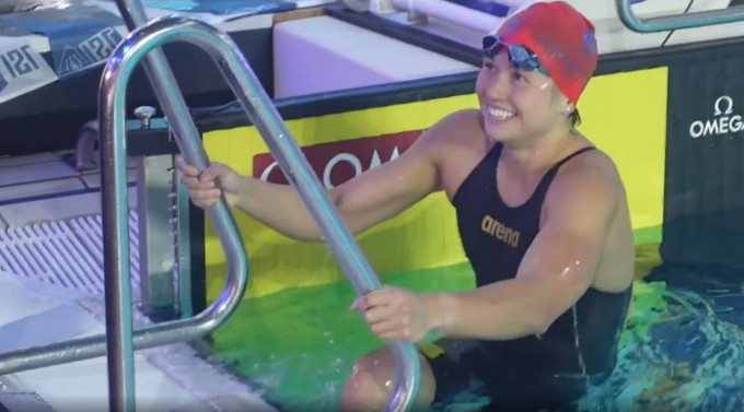 何诗蓓出战国际游泳联赛女子400米自由泳，打破自己保持的短池香港纪录。网上图片