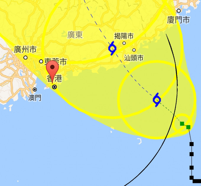 热带风暴玛娃大致移向广东东部沿岸。