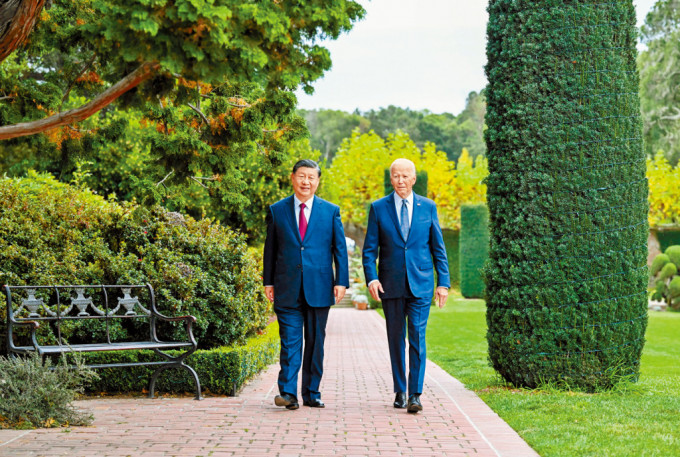 国家主席习近平和美国总统拜登，去年于三藩市会晤。