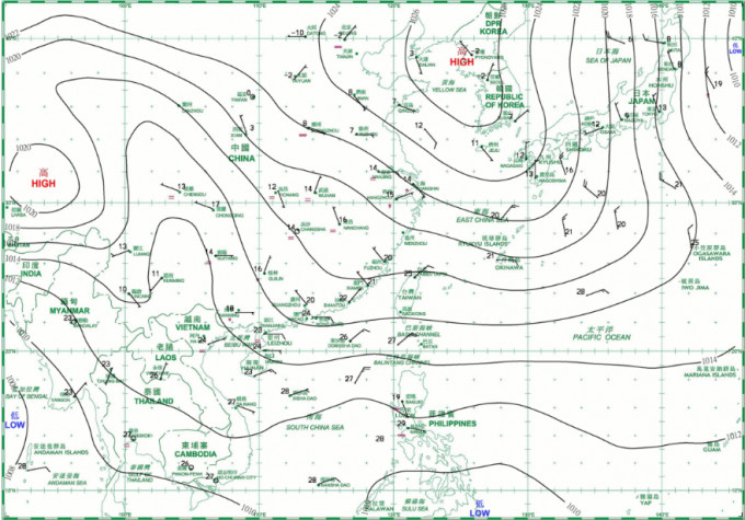 但预料朝越南方向移动。香港天文台天气图