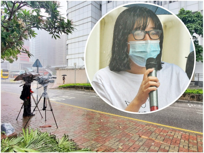 鄒幸彤被捕的消息傳出後，有記者一度在中區警署外等候。（小圖為鄒幸彤。資料圖片）