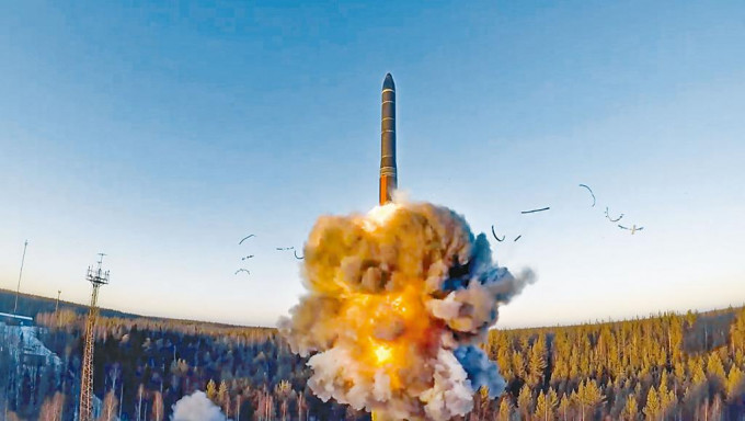 俄罗斯西北部的普列谢茨克发射场，二○二○年十二月发射一枚洲际弹道导弹。