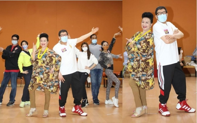 薛家燕與胡楓等為TVB《萬千星輝賀台慶》綵排跳舞。