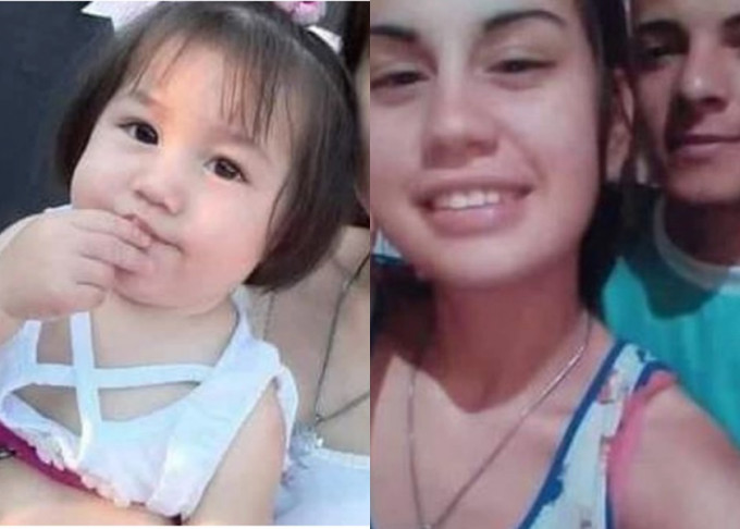 阿根廷女童瑪雅(左)被刺長針玫敗血症死亡，疑與其父母(右)參與宗教活動有關。網圖