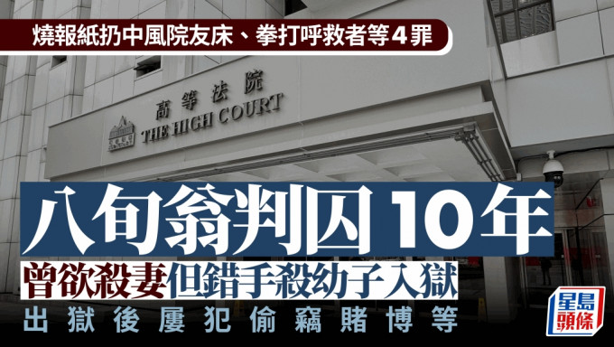 82岁翁烧报纸扔向中风院友床 再拳打呼救者 认企图谋杀等4罪囚10年