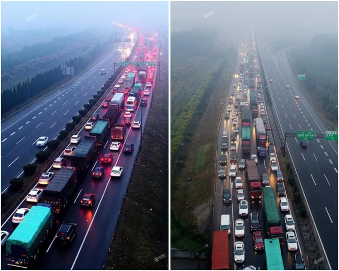 濟南高速公路再出現返程高峰大擠塞。網圖