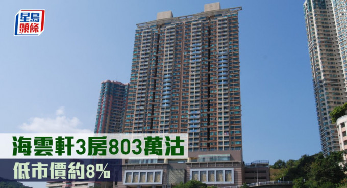 海云轩3房803万沽，低市价约8%。