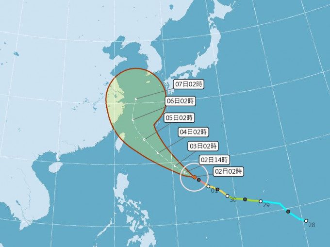 台气象局预测康妮将在周四及五最接近台湾。