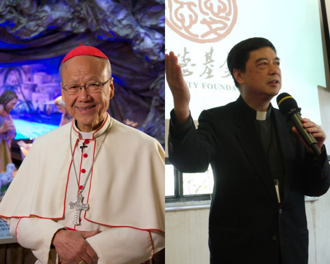 天主教香港教区宗座署理汤汉枢机(左)，以及香港基督教协进会主席苏成溢牧师(右)。 资料图片及网图