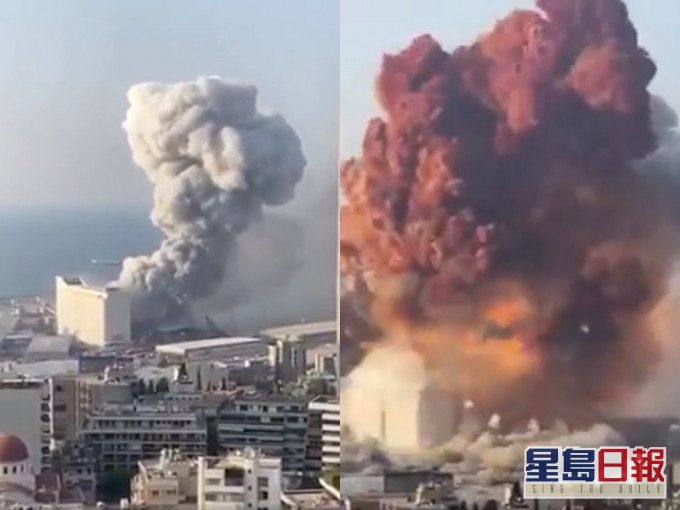 黎巴嫩貝魯特港口大爆炸。影片截圖