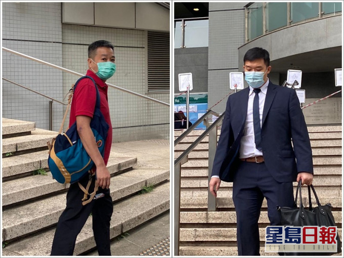 被告王偉威(左)及證人警員區志成(右)。