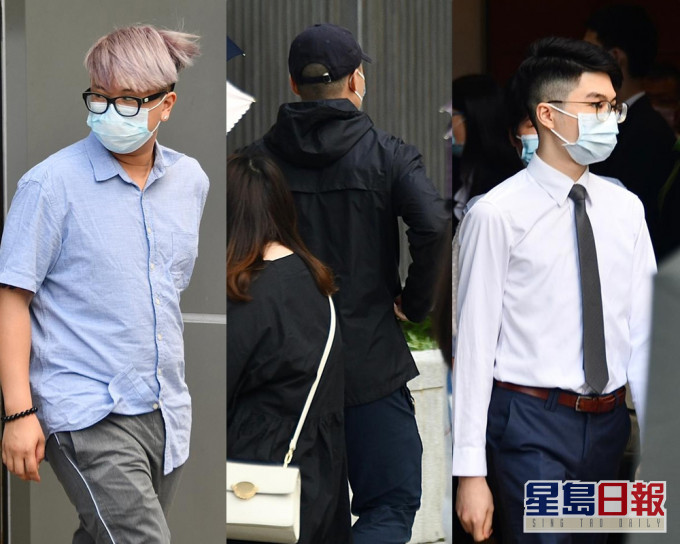左起:被告何皓贤、被告李子豪(戴黑帽)、被告区嘉伟。