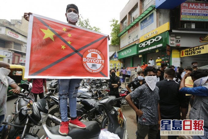 印度持续爆发反华示威。AP图片