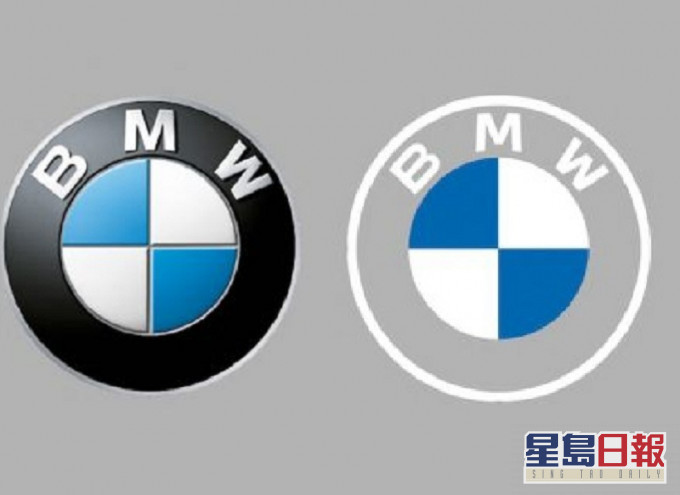 寶馬車產更新的Logo(右)與舊款(左)Logo外型無差。BMW官網