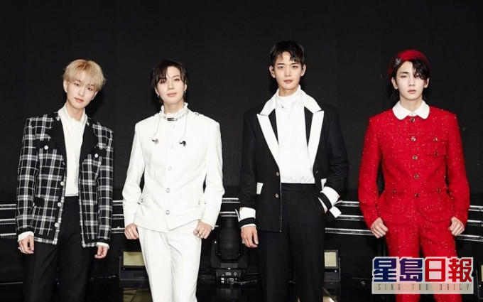 SHINee成员(左起)温流、泰民、珉豪、Key。